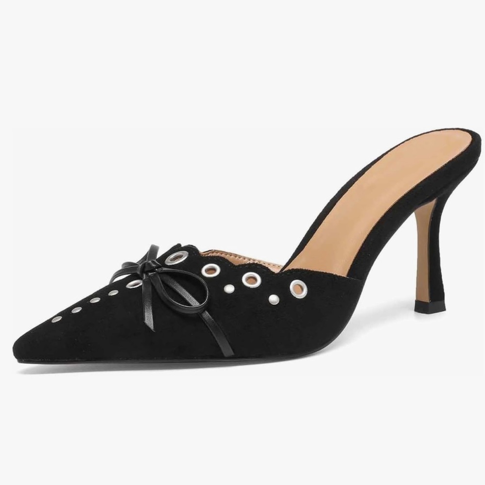 Studded Bow Kitten Heel